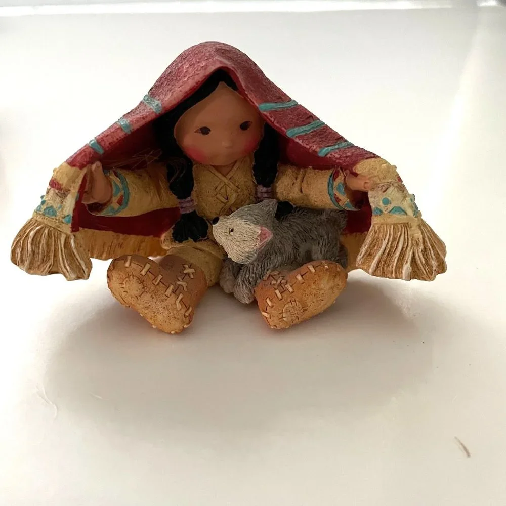 Vintage Enesco Friends of the Feather Figurines Karen Hahn Teepee Base Scenery
